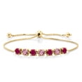 thumbnail image 1 of Gem Stone King 2.68 Ct Red Created Ruby Pink Lab Grown Diamond 18K Yellow Gold Plated Silver Bracelet for Women, 1 of 3