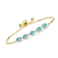thumbnail image 1 of Gem Stone King 2.68 Ct Round Blue Apatite 18K Yellow Gold Plated Silver Tennis Bracelet for Women, 1 of 3