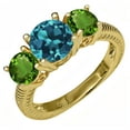 thumbnail image 1 of Gem Stone King 2.70 Ct London Blue Topaz Green Chrome Diopside 18K Yellow Gold Plated Silver Ring (Size 5), 1 of 3