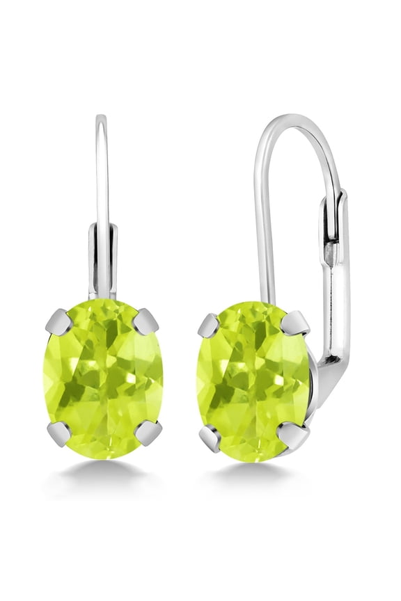 2.70 Ct Oval Yellow Lemon Quartz 925 Sterling Silver Earrings