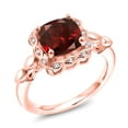 thumbnail image 1 of Gem Stone King 2.70 Ct Red Garnet White Created Sapphire 18K Rose Gold Plated Silver Ring, 1 of 6