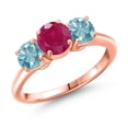 thumbnail image 1 of Gem Stone King 18K Rose Gold Plated Silver Red Ruby and Blue Zircon Engagement Ring for Women | 2.70 Cttw | Round 6MM | Gemstone July Birthstone | Size 6, 1 of 6