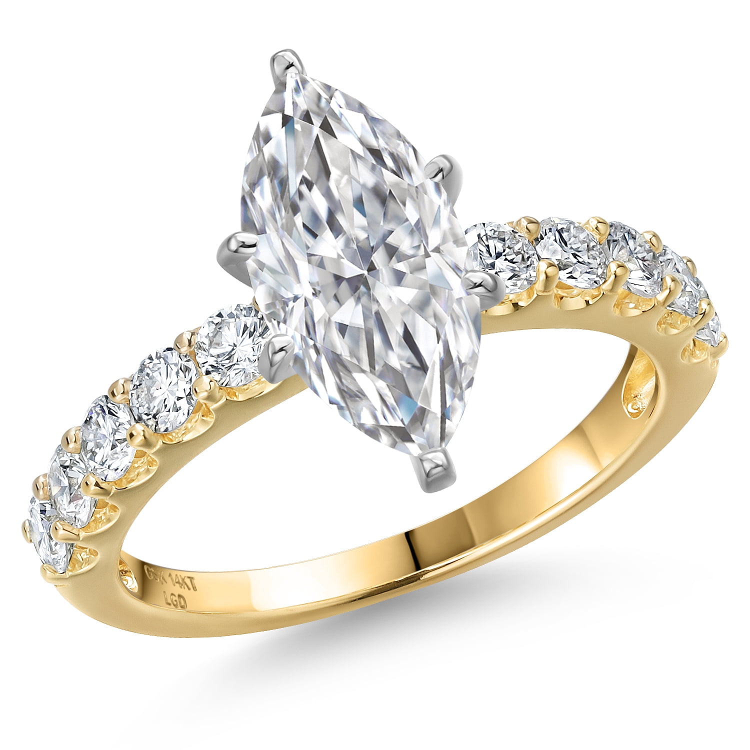 Gem Stone King 2.70 Cttw IGI Certified Lab Grown Diamond in 14K Two ...