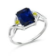 thumbnail image 1 of Gem Stone King 2.73 Ct Octagon Blue Created Sapphire Canary Diamond 925 Sterling Silver Ring (Size 7), 1 of 5