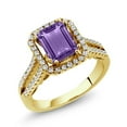 thumbnail image 1 of Gem Stone King 2.78 Ct Octagon Purple Amethyst 18K Yellow Gold Plated Silver Ring, 1 of 6
