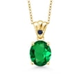 thumbnail image 1 of Gem Stone King 2.79 Ct Green Nano Emerald Blue Sapphire 18K Yellow Gold Plated Silver Pendant, 1 of 4