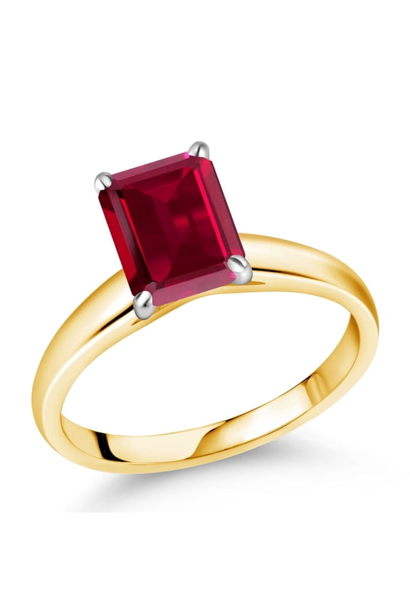 2.80 Ct Red Created Ruby 10K Yellow and White Gold Ring Ring