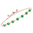 thumbnail image 1 of Gem Stone King 2.80 Ct Round Green Simulated Emerald 18K Rose Gold Plated Silver Bracelet for Women, 1 of 5