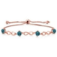 thumbnail image 1 of Gem Stone King 2.80 Ct Round London Blue Topaz 18K Rose Gold Plated Silver Keren Hanan Women Adjustable Infinity Tennis Bracelet, 1 of 3