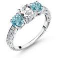 thumbnail image 1 of Gem Stone King 2.82 Ct Oval White Created Sapphire Blue Zircon 925 Sterling Silver Ring (Size 6), 1 of 6