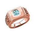 thumbnail image 1 of Gem Stone King 2.83 Ct Sky Blue Topaz Pink Lab Grown Diamond 18K Rose Gold Plated Silver Men's Ring (Size 13), 1 of 4