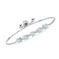thumbnail image 1 of Gem Stone King 2.84 Ct Round Sky Blue Aquamarine White Topaz 925 Sterling Silver Tennis Bracelet for Women, 1 of 4