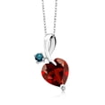 thumbnail image 1 of Gem Stone King 2.85 Ct Heart Shape Red Garnet Blue Diamond 925 Sterling Silver Pendant, 1 of 4