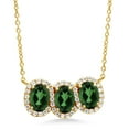 thumbnail image 1 of Gem Stone King 2.85 Ct Oval Emerald Envy Mystic Topaz 18K Yellow Gold Plated Silver Necklace, 1 of 4