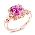 thumbnail image 1 of Gem Stone King 2.85 Ct Pink Created Sapphire White Created Sapphire 18K Rose Gold Plated Silver Ring, 1 of 6