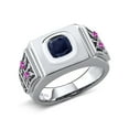 thumbnail image 1 of Gem Stone King 2.86 Ct Cushion Blue Sapphire Pink Sapphire 925 Sterling Silver Men's Ring (Size 10), 1 of 4