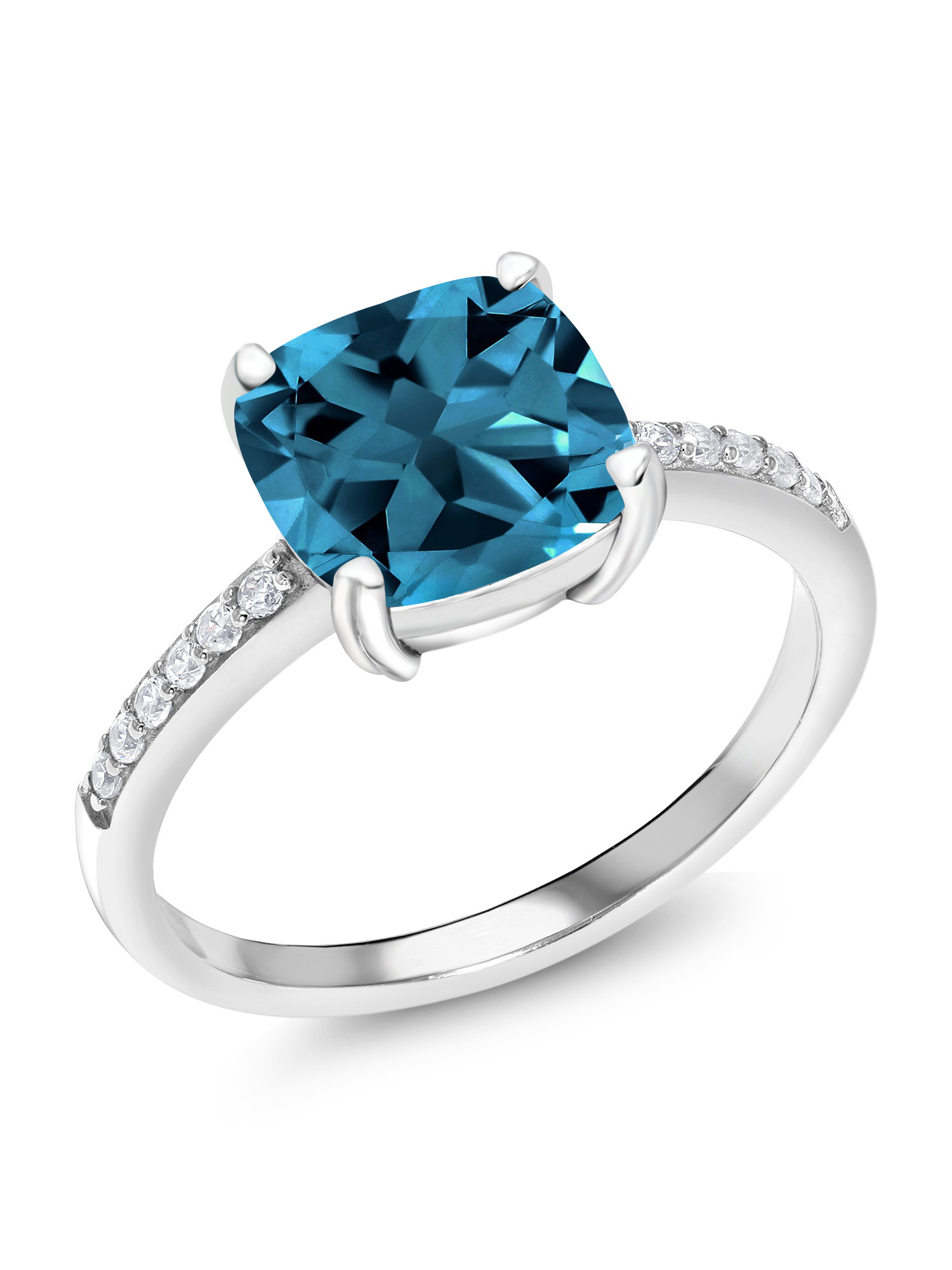 Gem Stone King 2.86 Cttw London Blue Topaz Engagement Ring for Women in ...