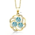 thumbnail image 1 of Gem Stone King 2.87 Ct Round Blue Zircon 18K Yellow Gold Plated Silver Pendant, 1 of 5