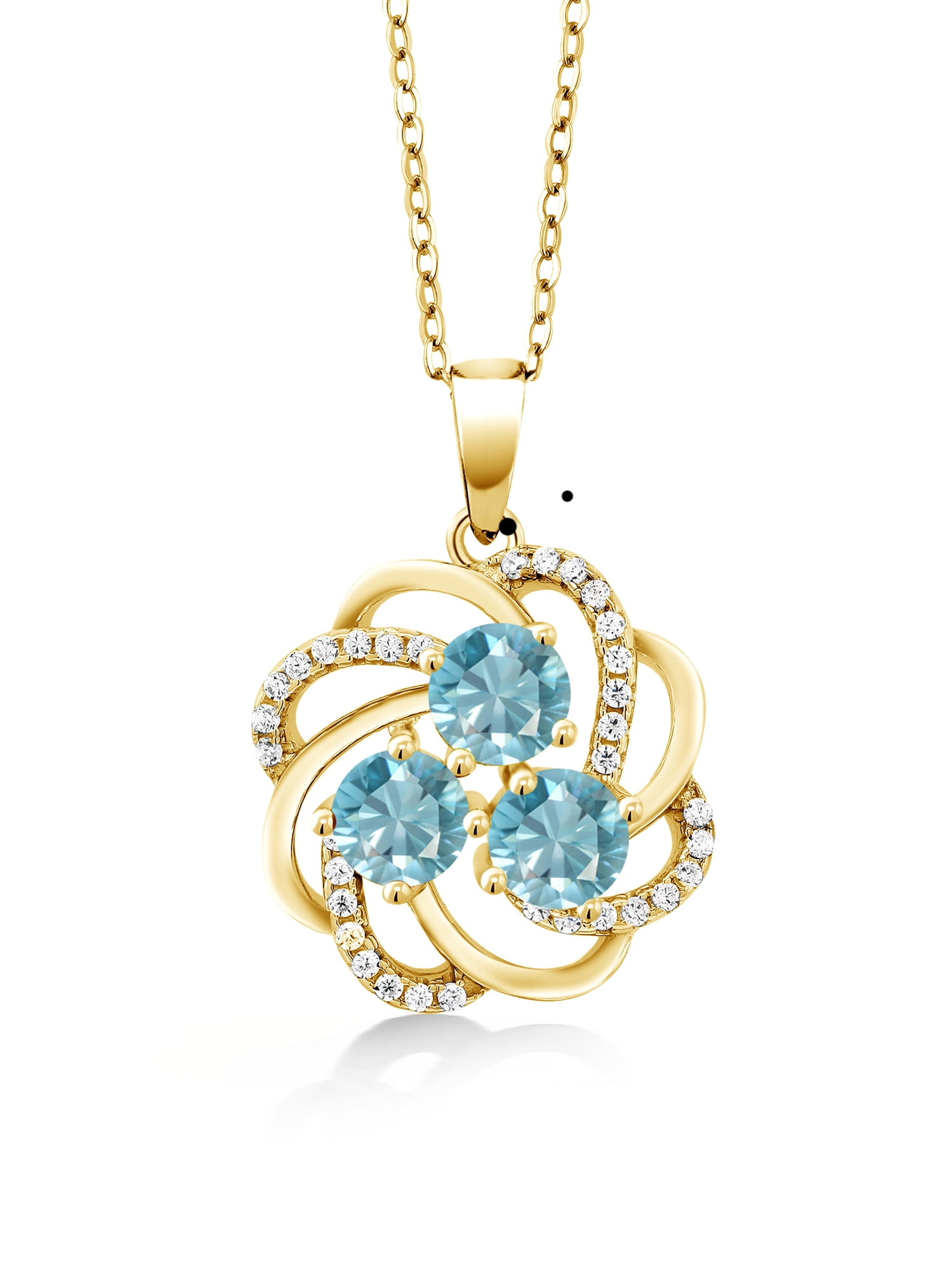 Gem Stone King 2.87 Ct Round Blue Zircon 18K Yellow Gold