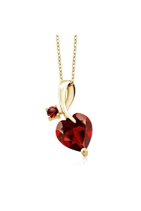 2.90 Ct Heart Shape Red Garnet 18K Yellow Gold Plated Silver Pendant