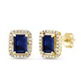 thumbnail image 1 of Gem Stone King 2.90 Ct Octagon Blue Sapphire 18K Yellow Gold Plated Silver Earrings, 1 of 4