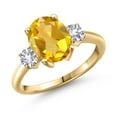 thumbnail image 1 of Gem Stone King 2.90 Ct Yellow Citrine White Created Sapphire 18K Yellow Gold Plated Silver Ring, 1 of 6