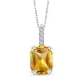 thumbnail image 1 of Gem Stone King 2.90 Ct Yellow Citrine White Created Sapphire 925 Sterling Silver Pendant with Chain, 1 of 5