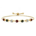 thumbnail image 1 of Gem Stone King 2.91 Ct Red Rhodolite Garnet Green Mystic Topaz 18K Yellow Gold Plated Silver Lab Grown Diamond Tennis Bracelet for Women (Fully Adjustable up to 9 inch), 1 of 3