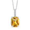 thumbnail image 1 of Gem Stone King 2.91 Ct Yellow Citrine White Diamond 925 Sterling Silver Pendant with Chain, 1 of 5