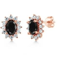 thumbnail image 1 of Gem Stone King 2.92 Ct Oval Black Sapphire 18K Rose Gold Plated Silver Earrings, 1 of 6