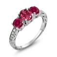 thumbnail image 1 of Gem Stone King 2.97 Ct Oval Pink Tourmaline Red Created Ruby 925 Sterling Silver Moissanite Ring (Size 5), 1 of 4