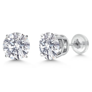 Gem Stone King 2 Cttw Round Cut 14K White Gold IGI Certified Lab Grown Diamond Stud Earrings for Women Men | D-E Color | VS1-VS2 Clarity | Gold Earrings for Women Men