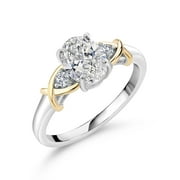Gem Stone King 2 Tone 10K Yellow Gold and 925 Sterling Silver IGI Certified Lab Grown Diamond Ring for Women | 1.5 Ct Oval Cut | E-F Color | VS1-VS2 Clarity | Size 7