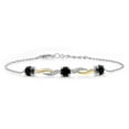 thumbnail image 1 of Gem Stone King 2-Tone 925 Sterling Silver and 10K Yellow Gold Black Onyx and White Lab Grown Diamond Tennis Bracelet for Women (1.47 Cttw, Gemstone Birthstone, 7 inch with 1 inch Extender ), 1 of 6