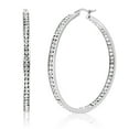 thumbnail image 1 of Gem Stone King 2 inch Stunning Stainless Steel High Shine Inside-Out Hoop Earrings With CZ for Women, 1 of 7