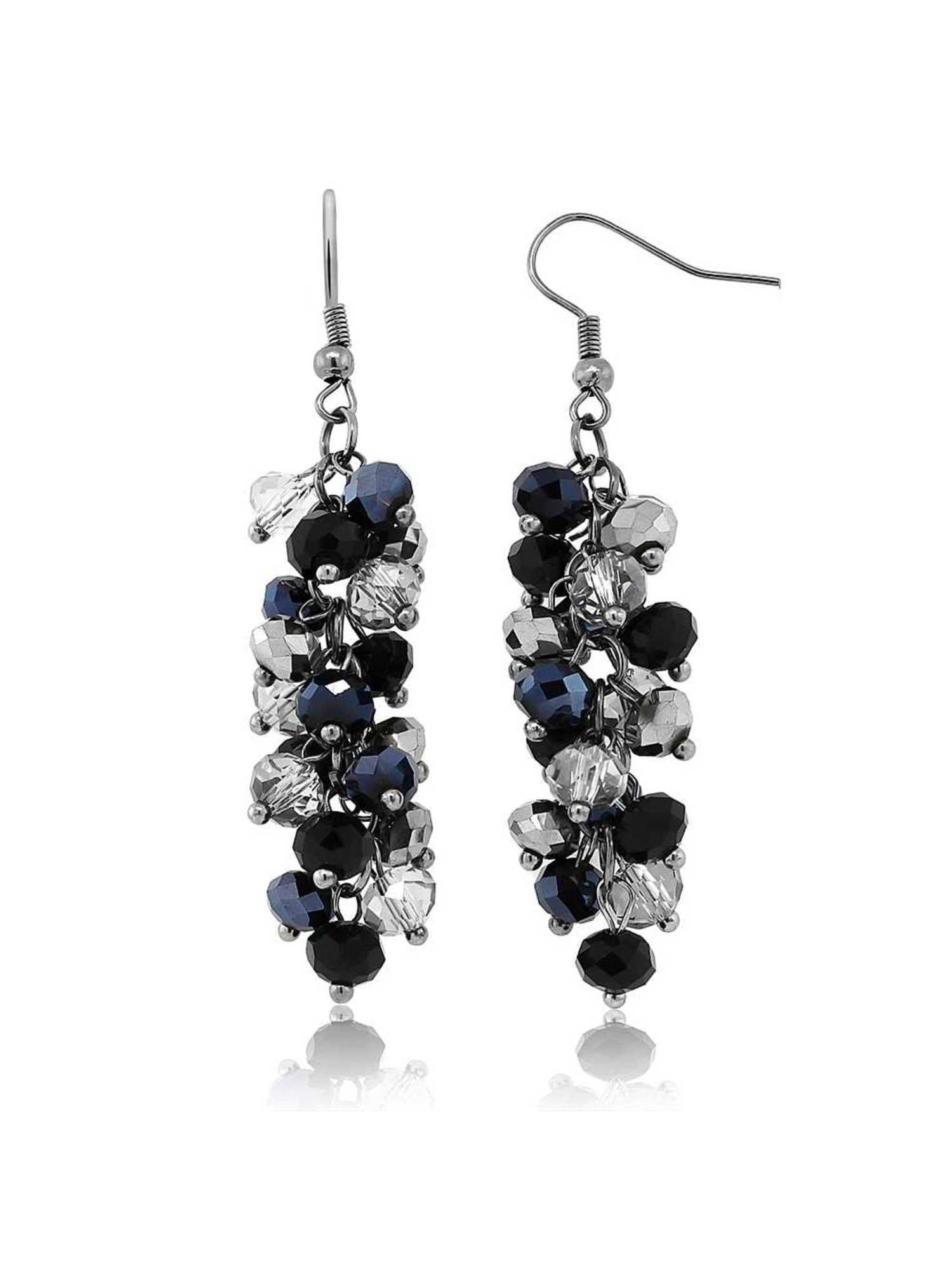 Elegant Black and Silver Crystal Dangle Earrings for Jordan Ubuy