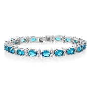 Gem Stone King 20.00 Ct Gorgeous Oval and Round 7 inch Sparkling Cubic Zirconia CZ Tennis Bracelet for Women