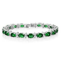 Gem Stone King 20.00 Ct Gorgeous Oval and Round 7 inches Sparkling Cubic Zirconia CZ Tennis Bracelet for Women