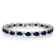 thumbnail image 1 of Gem Stone King 20.00 Ct Oval and Round Blue Color Cubic Zirconias CZ Tennis Bracelet for Women 7 inches, 1 of 4