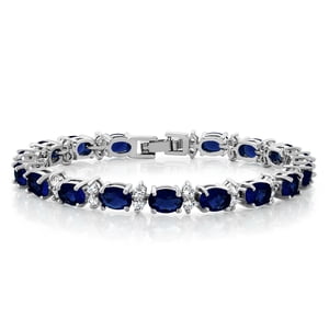 Gem Stone King Blue Cubic Zirconia Tennis Bracelet, 7 Inches