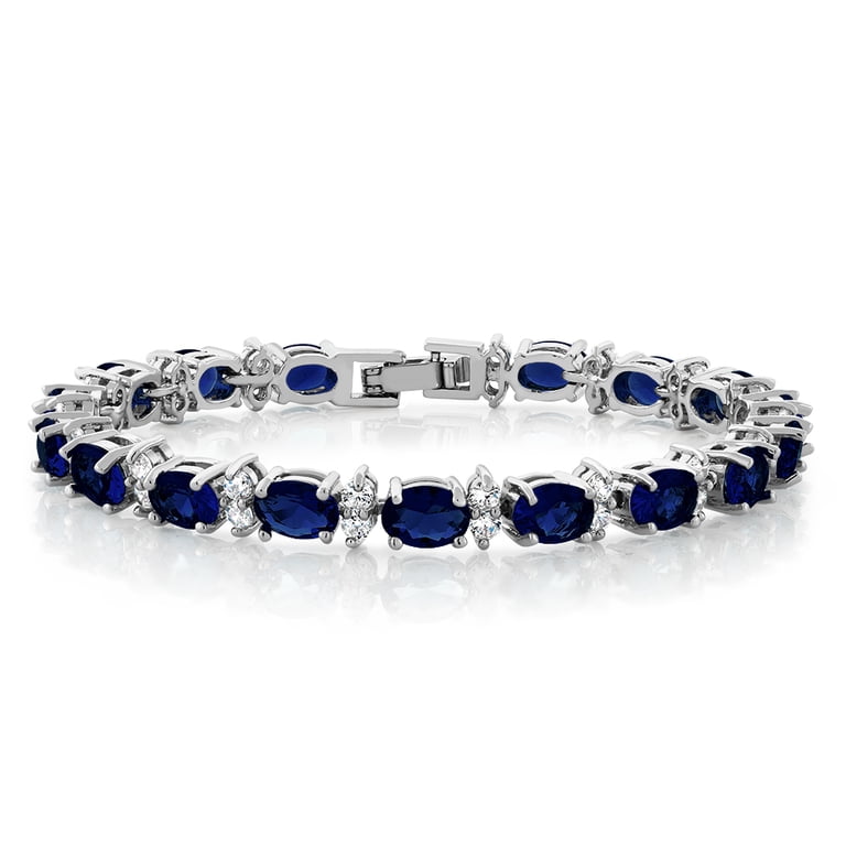 Gem Stone King Blue Cubic Zirconia Tennis Bracelet, 7 Inches photo 1