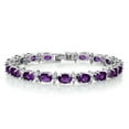 thumbnail image 1 of Gem Stone King 20.00 Ct Oval and Round Purple Color Cubic Zirconias CZ Tennis Bracelet for Women 7 inches, 1 of 6