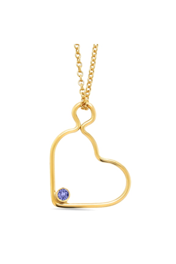 2mm Round Blue Tanzanite 14K Gold Filled Heart Pendant With Chain