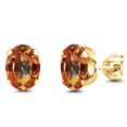 thumbnail image 1 of Gem Stone King 18K Yellow Gold Plated Silver Ecstasy Mystic Topaz Stud Earrings for Women Men | 3.00 Cttw | Gemstone November Birthstone | Oval 8X6MM, 1 of 4