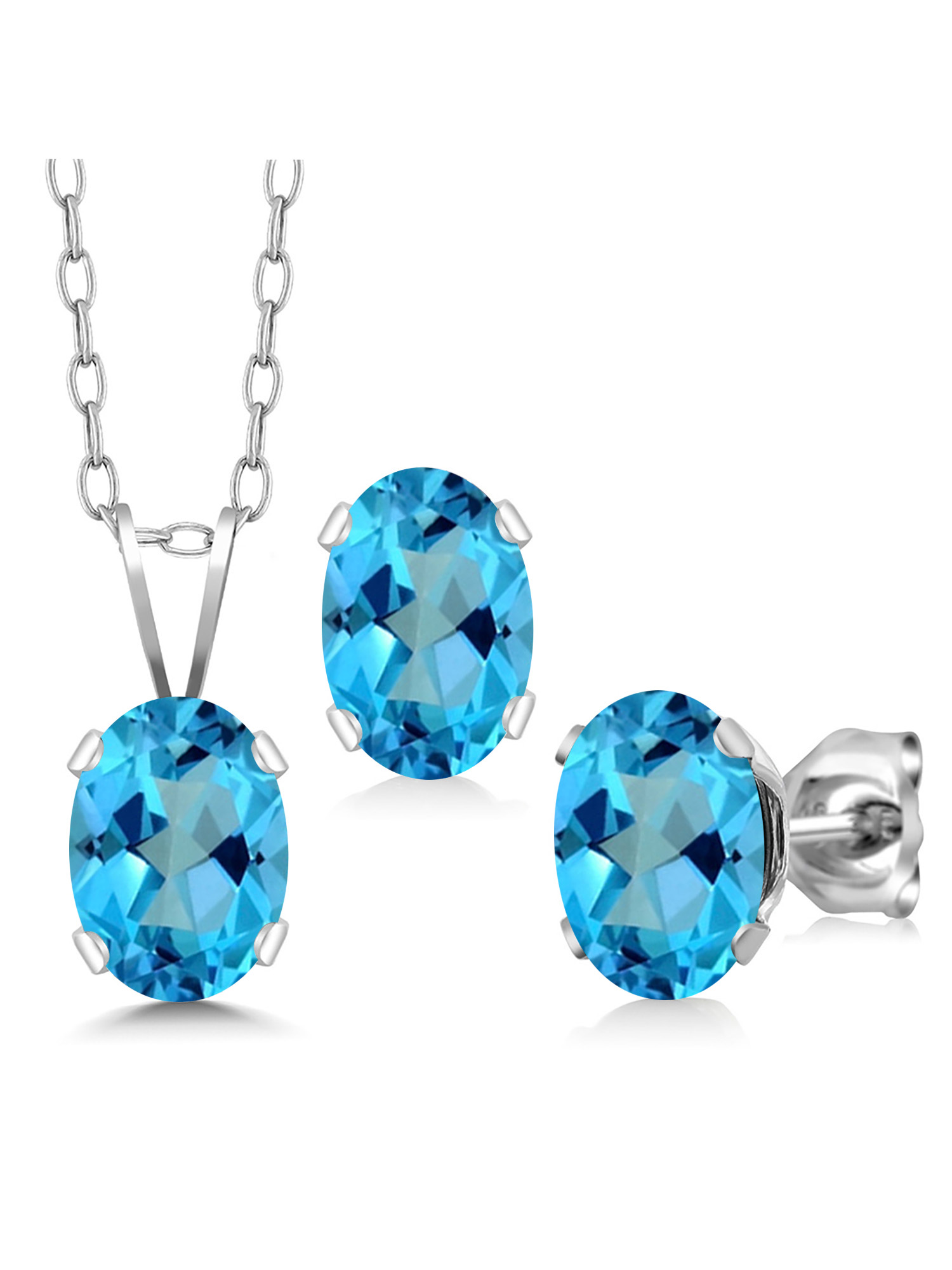 Gem Stone King 3.00 Ct American Blue Mystic Topaz 925 Silver Pendant