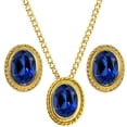 thumbnail image 1 of Gem Stone King 3.00 Ct Blue Created Sapphire 18K Yellow Gold Plated Silver Pendant and Earrings Jewelry Set, 1 of 3