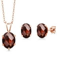 thumbnail image 1 of Gem Stone King 3.00 Ct Checkerboard Red Garnet 18K Rose Gold Plated Silver Pendant and Earrings Jewelry Set, 1 of 3