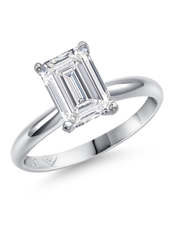 3.00 Ct Emerald Cut IGI Certified Lab Grown Diamond 900 Platinum Solitaire Engagement Ring for Women | D-E Color | VS1-VS2 Clarity | Size 9
