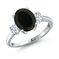 thumbnail image 1 of Gem Stone King 3.00 Ct Oval Black Onyx 925 Sterling Silver Ring, 1 of 6