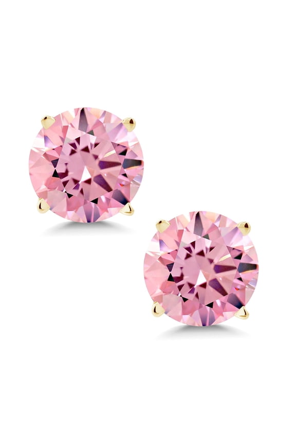 3.00 Cttw Round 6MM Pink Zirconia 14K Yellow Gold Stud Earrings for Women | Fine Jewelry Gifts for Her Mom Women Wife